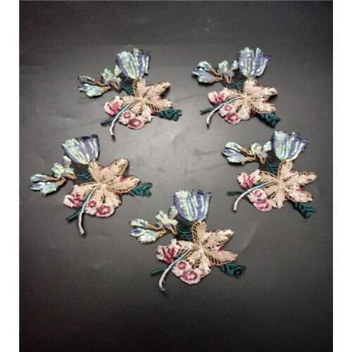 Gold flower sequined beaded applique parche patches for clothes apliques de roupa sticker parches bordados para ropa