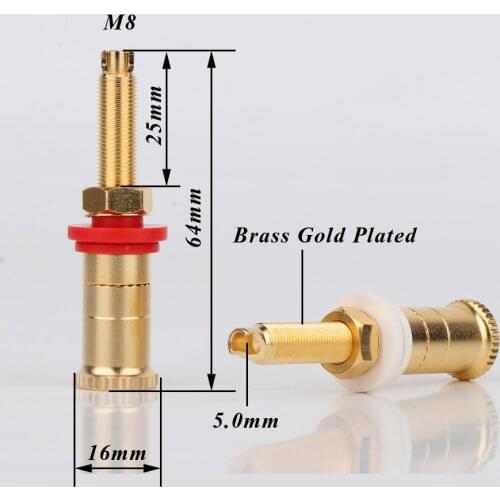 4PCS Hi-end Gold Plated Copper Speaker/amplifier terminals connector HIFI Audio DIY binding post