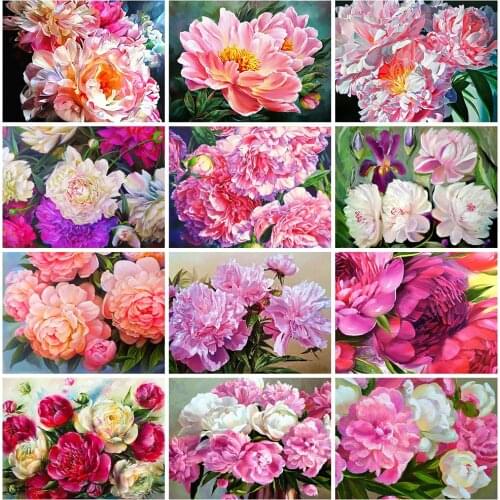 EverShine 5D Diamond Embroidery Flower Full Drill Square Diamond Painting Mosaic Peony Picture Of Rhinestones Handmade Gift