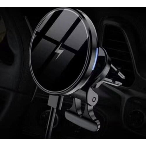 Wireless Magnetic Qi Wireless Charging Auto Air Vent Mount Clamping Cradle in Vehicle Fit for Phone 12 Series 15W