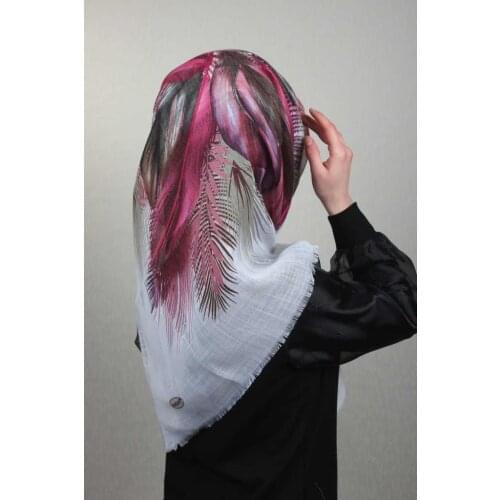 BLUELİFE SHİNE PATTERNED SILVERY LINEN SCARF-DESEN-02-RENK-05