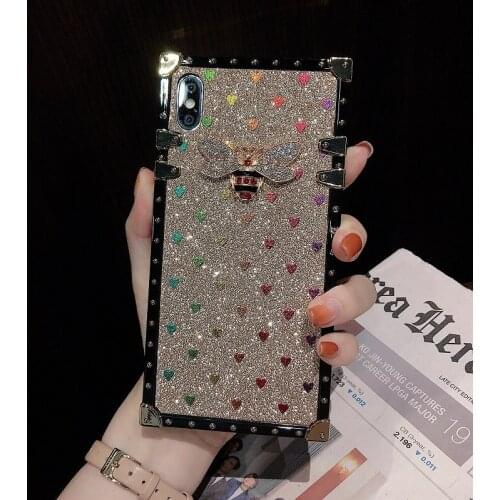 Luxury Shiny Square Bee Phone Case For Huawei Mate 30 Pro 40 20 RS Nova 3i 4 4e 5 5i 6 6se 7 7i 7se 8se Shockproof Back Cover