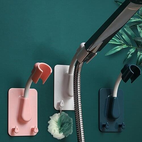 360° Shower Head Holder Adjustable Self-Adhesive Showerhead Bracket Wall Mount With 2 Hooks Stand SPA Bathroom Universal