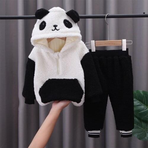 Childrens outfit Autumn Spring childrens suit cotton warmth new two-piece cartoon cute childrens plush suit
