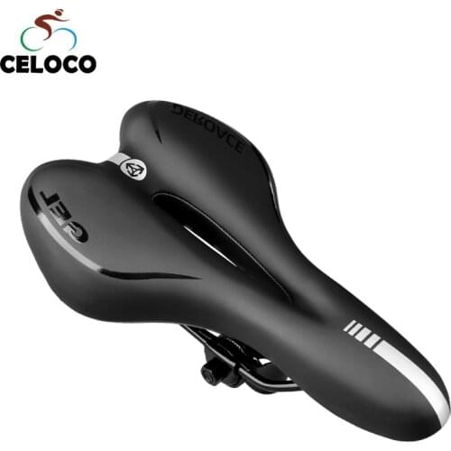 GEL Reflective Shock Absorbing Hollow Bicycle Saddle PVC Fabric Soft Mtb Cycling Road Mountain Bike Seat Bicycle Accessories