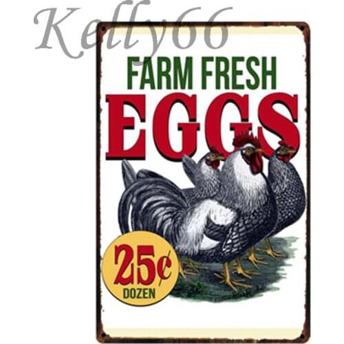 [ Kelly66 ] Farm Fresh EGGS Vintage Tin Sign Poster Home Decor Wall Art Painting 20*30 CM Size y-1035
