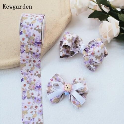 Kewgarden 1" 1.5" 25 40mm Sun Flower Ribbon Handmade Tape Sewing Crafts DIY Make Hairbow tie Accessories Gift Packing 10 Yards