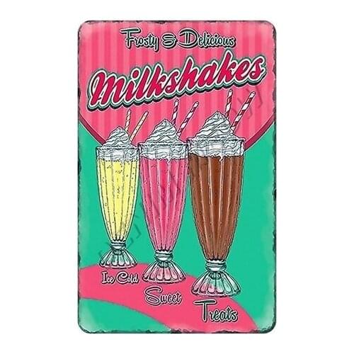 Colourful Delicious Ice Cream Vintage Metal Tin Sign Kitchen Bar Cake Shop Plaque Retro Iron Painting Poster Wall Art Decor WY67