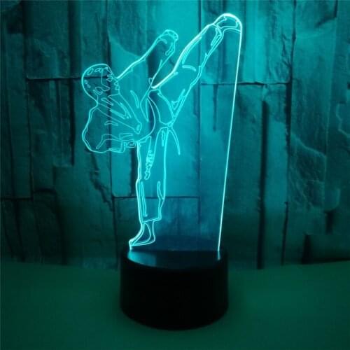 Creative 3D LED Vision Gradient Karate USB Chargeable Taekwondo Night Lights Lighting Fixture Childrens Gift
