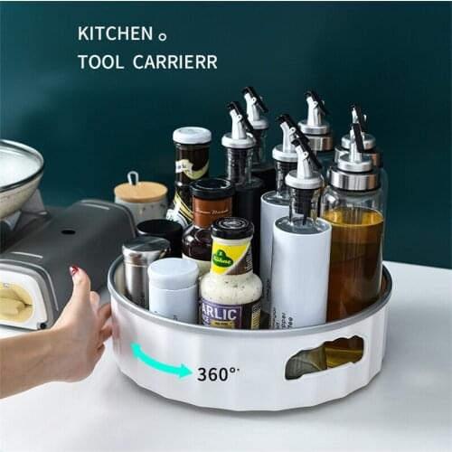 Kitchen Shelf Organizer Storage 360 Rotary Turntable Non-Slip Kitchen Display Tray Can Seasonings Spice Racks Fridge Cosmetic