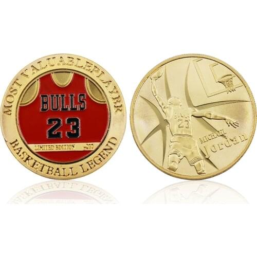 Michael Jordan Metal Commemorative Coin Basketball Fans Gift Bull Jordan Gold Plated Challenge Coin with Collection