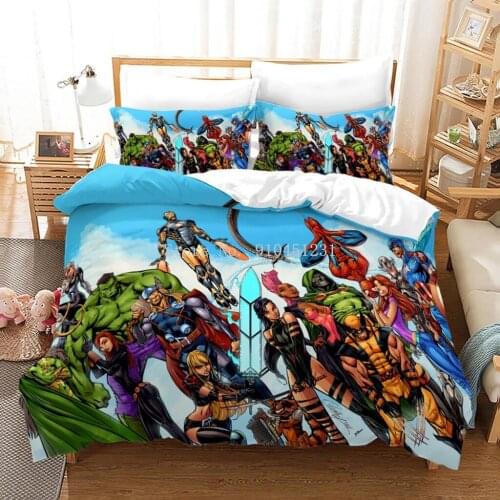 The Avengers Hulk 3d Duvet Cover Set Pillowcase Cartoon Iron Man Captain America Single Twin Double Queen King Size Bedding Sets