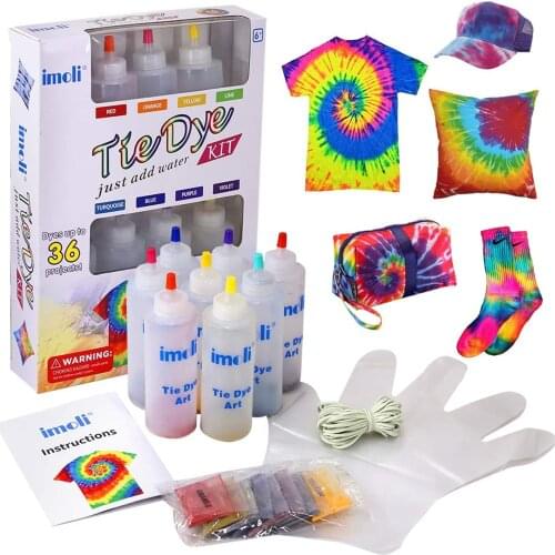 Tie Dye Kit Fabric Dye Art Set Tie-dye Kit Easy Fabric Dye Paints Supplies For Craft Fabric Textile Party Handmade Project Kit