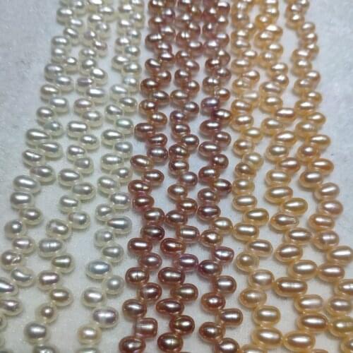 Natural Freshwater Pearl Trendy Choker Necklace 4-5mm Oval shape Beads For Women DIY Jewelry 37cm Double Strand 14.5"