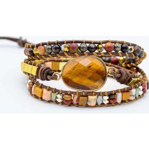 New Natural Tiger Eye Bracelet with Beaded Natural Stone Woven Handmade Bracelet Bracelets for Women Men Bracelet