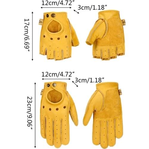 N0HF Hollow-carved Motorcycle Leather Gloves Summer Autumn Spring Men Women Riding Adjustable Wear-resistant Fall-proof