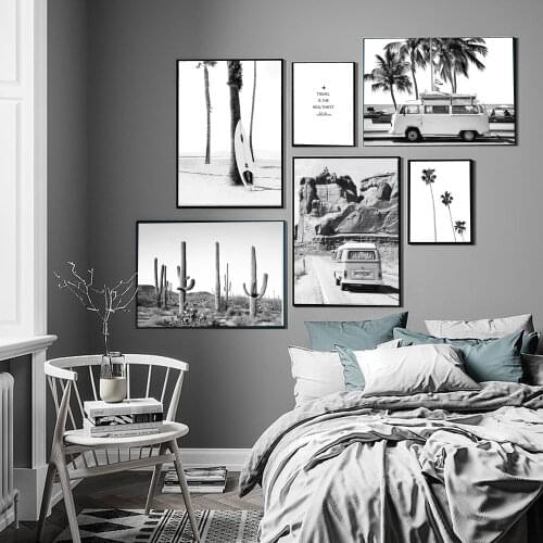 Poster Black and White Seascape Modern Fashion Scandinavia Wall Art Canvas Picture for Interior Frameless Posters and Prints