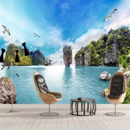 Beautiful sea view sea 3D TV background wall decoration painting professional custom mural photo wallpaper