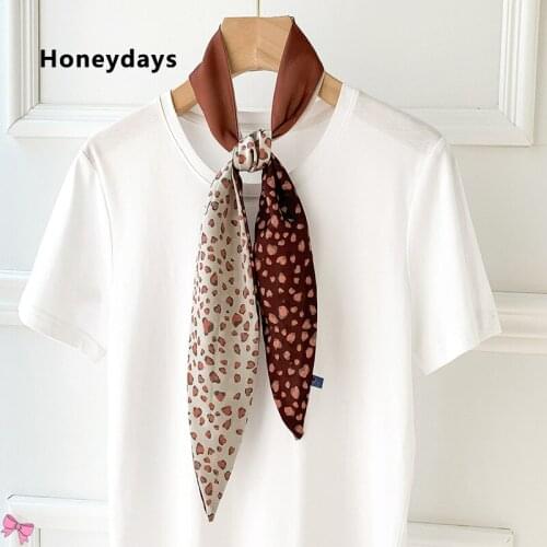 Simple Design Ladies Silk Scarf All-match Decorative Long Scarf Silk Scarf for Bag Elegant Neckerchief Headband Accessories Gift