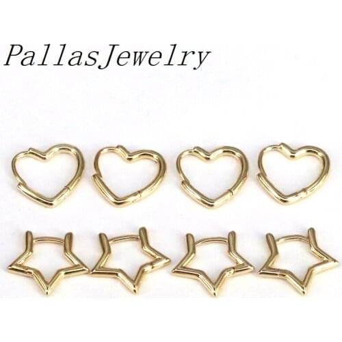 10Pairs, Simple Jewelry for Women Heart Star Earrings Gold-Color Hoop Earrings 2021 Brincos Gifts wholesale