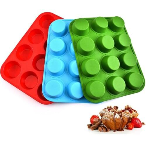 Silicone Mold Round Shape Muffin Cups Case Candy Jelly Ice Cake Silicone Silicone Pudding Mold Cake Tool Chocolate Mold E046