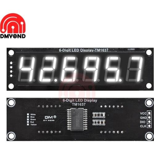 TM1637 6 Bits Digital LED Display Module For arduino 7 Segments 0.56 Inch Clock White Anode Tube Four Serial Driver Board Pack