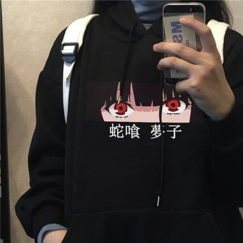 Japanese Anime Kakegurui Cute Cartoon Print Hoodie Tops Cosplay Loose Punk Jabami Yumeko Eyes Harajuku Women Pullover Sweatshirt
