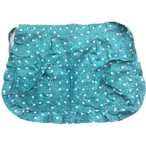 High-end double layer cotton apron anti-fouling housework clean rural style half-length apron cute Korean fungus waist