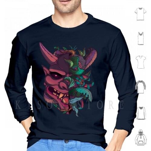 Inside Japanese Mask Hoodie Long Sleeve Drama Snakes Merchandising Merchan Japan Artist Samuray Anime Sleeve Japanese