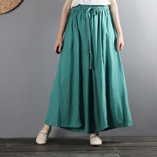 New 2020 Spring women vintage cotton linen skirt pants,Summer fashion wide leg Trousers,Plus size M-6XL 7XL Streetwear pants
