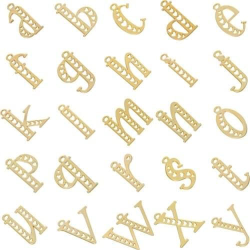 ZHUKOU Gold A-Z Letter Charms heart hollow letter pendant Alphabet Pendant For DIY Jewelry Making Accessories Wholesale VD904
