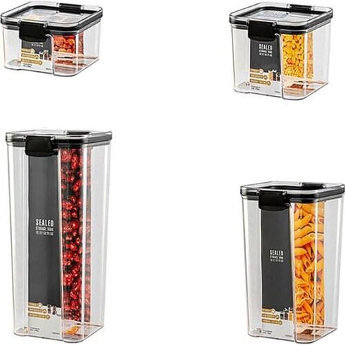 1/2/4 PCS PET Plastic Food Containers Transparent Stackable Dry Food Storage Box Kitchen Spaghetti Noodles Sealed jar Containers