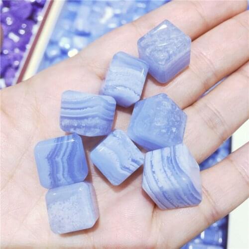 1PC Beautiful Natural Stone Blue Lace Agates Polished Cube Healing Crystal Stones Ornaments Fengshui for Home Decoration Gift