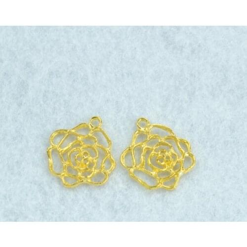 10pcs Gold color flower Charms Necklace Pendant Bracelet Jewelry Making Handmade Crafts diy Supplies 28*25mm 1539