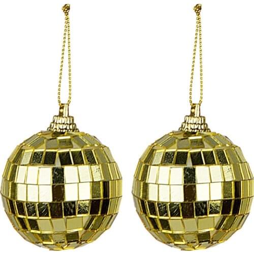 2pcs Christmas Disco Balls Mirror Reflective Glass Ball Hotel Bright Ball Mall Festivals Bar Ornament Christmas Tree Hanging