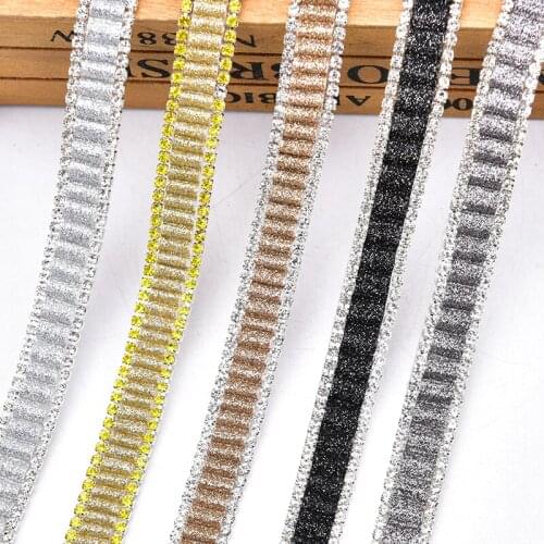 2 Yards Rhinestones Chain Hotfix Crystal Tape Applique Bling Ribbon Trim Shining Bridal Wedding Dress Iron On Crafts Decorative
