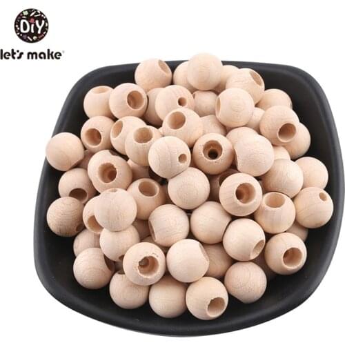 Lets make 25pcs Wooden Beads 12mm Natural Ball Spacer Beads Baby Products Accessories Teething Necklace Wooden Baby Teether