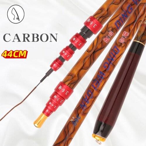 3.6m / 4.5m / 5.4m / 6.3m Telescopic Fishing Rod Superhard Carbon Ultra-short 45cm 4 Positioning Stream Pole Hand Portable Fis