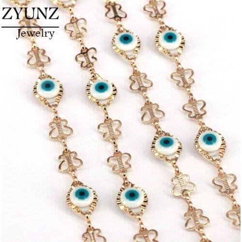 3 Meters, Textured Butterfly Blue Eye Boho Choker Necklace Chain Chunky Chains Fit for Jewelry Making DIY Supplies