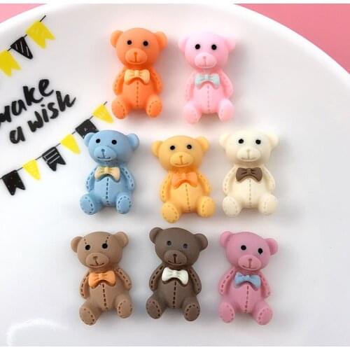 30Pcs Cartoon Cute Bear Resin Ornaments DIY Craft Supplies Phone Shell Patch Arts Headwear Hair Accessories Brooch Materials