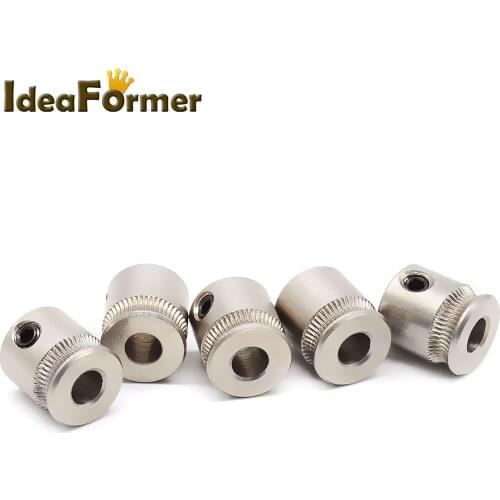 2pcs 3D Printer Parts MK8 Stainless Steel Bore 5mm Driver gear for 1.75mm 3.0mm Filament