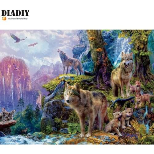DIY round&square Diamond Painting animal Crystal Diamond Painting Cross Stitch Wolves Family Needlework Home Decorative