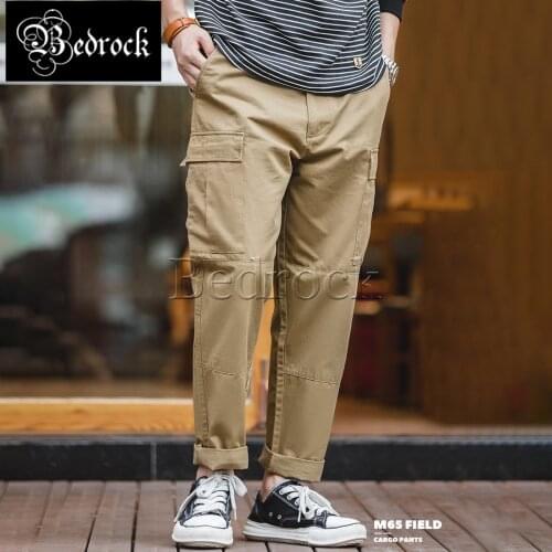 American retro M65 field cargo pants big pocket army pants elastic waist drawstring loose casual trousers mens casual pants