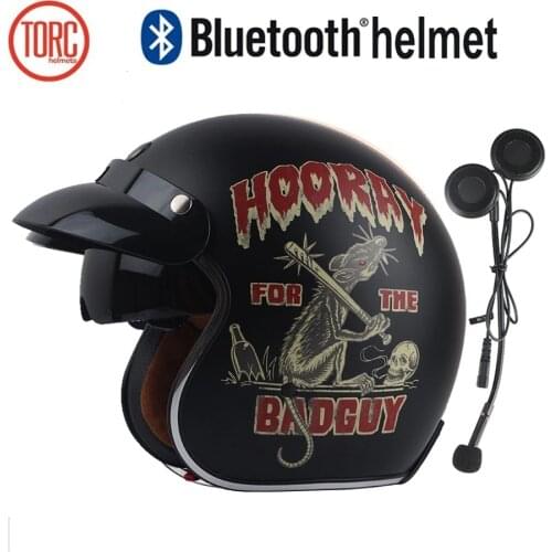 Free shipping 1pcs 3/4 Half Open Face Helmet Wireless Headphones Built in Sun Visor Motor Cycling Bike Motorcycle Helmets