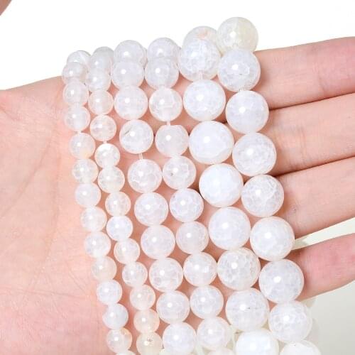 White Agates Onyx Beads Natural Round Stone Beads for Jewelry Making Bulk DIY Bracelet Necklace Charm 4/6/8/10/12 MM Wholesale