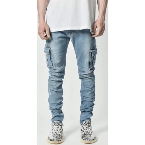 Jeans Men Pants Casual Cotton Denim Trousers Multi Pocket Cargo Jeans Men New Fashion Denim Pencil Pants Trousers Skinny Jeans
