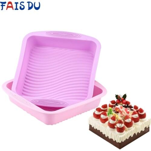 DIY Random Color Square Food Grade Silicone Non-stick Cake Bread Toast Mould Wavy Bottom Easy Demold Cake Pan Baking Mould