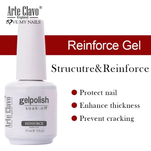 Arte Clavo 15ml Reinforce Gel Protect Strengthen Clear Transparent Soak Off LED Matt Top Base Coat Nail Polish Hybrid Varnish