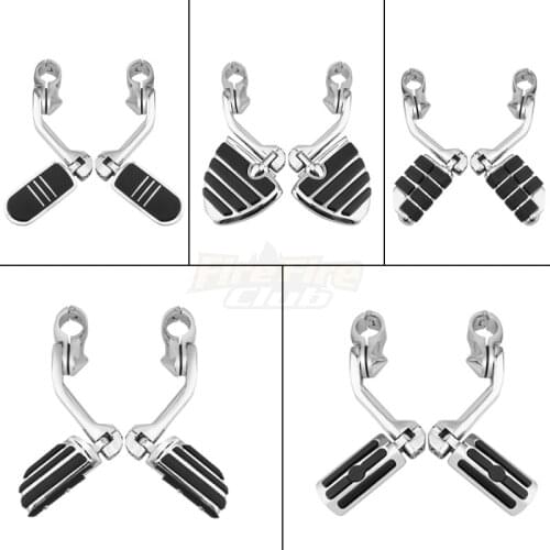 Chrome Adjustable Motorcycle Pegs Footrest 26CM 28CM 32CM For Harley For Yamaha For Honda For Suzuki Mount Clamp Kit Universal