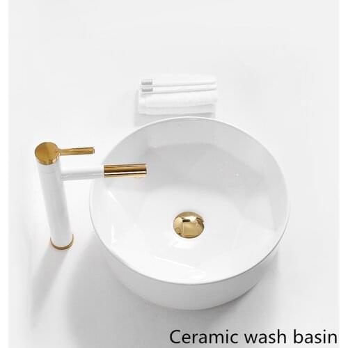 Artistic Above Counter Basin Ceramic Wash Basin Household Bathroom Personality white Sinks Bathroom Portable Sink Shampoo Sinks